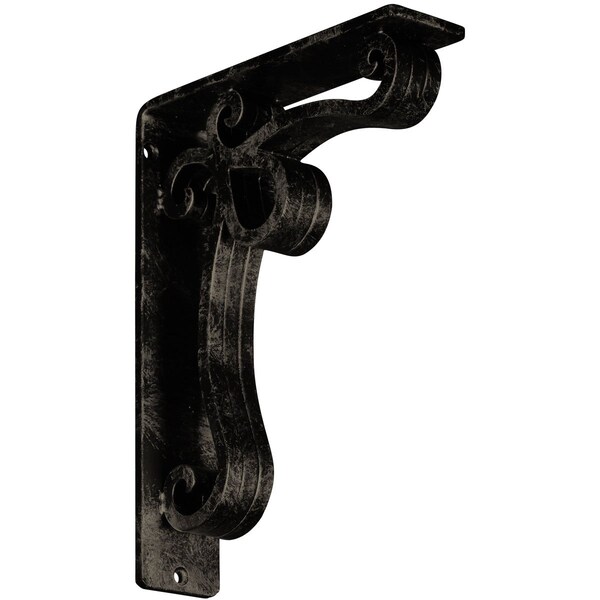 Ekena Millwork Orleans Wrought Iron Bracket, (Triple center brace), Antiqued Pale Gold 2"W x 7 1/2"D x 10"H BKTM02X07X10TOLAPG - main